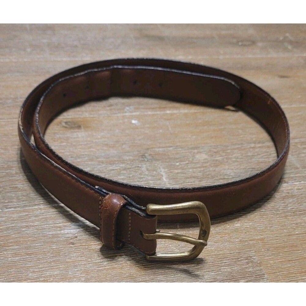 L.L. Bean Brown Full Grain Leather Made In USA Belt Mens Size 34 Casual EUC